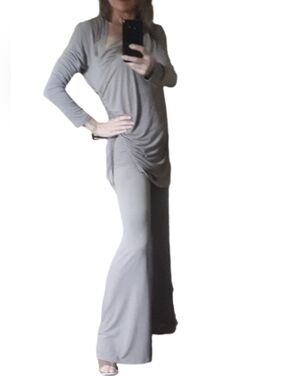 Kenneth Cole Taupe Draped Pants And Matching Top